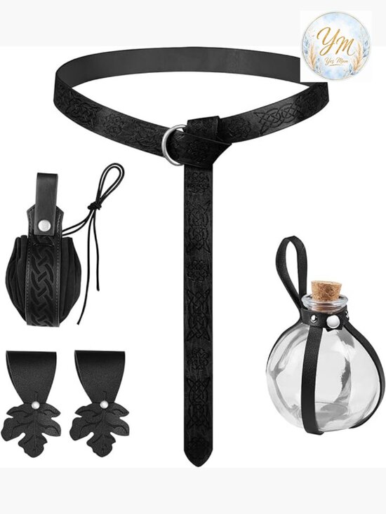 Medieval Viking Belt Set with Potion Bottles and Skirt Hike